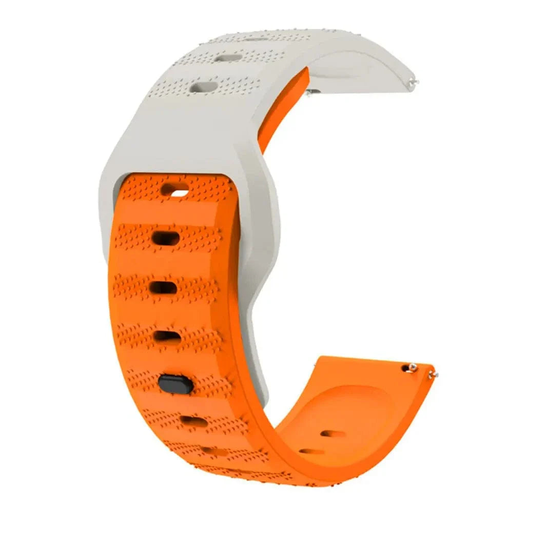 Waterproof Grip Sports Silicone Strap for Smartwatch 22mm 22mm cream-orange Straps & Bands