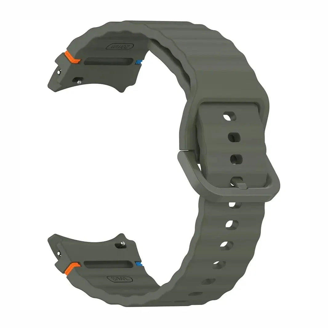 Wave Silicone Sport Band for Samsung Watch4 | 5 | 6 | 7 Watch4 | 5 | 6 | 7 army-green Straps & Bands