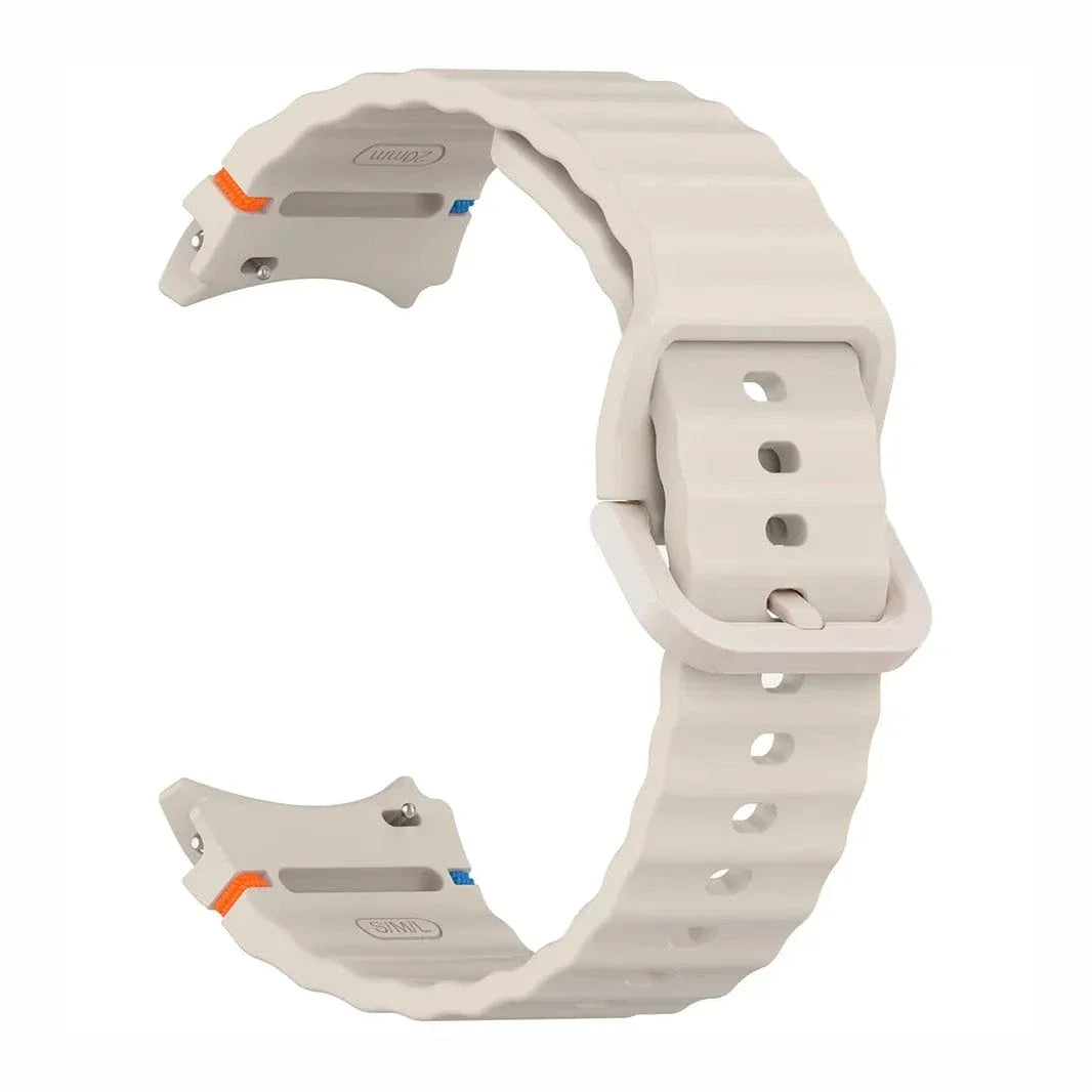 Wave Silicone Sport Band for Samsung Watch4 | 5 | 6 | 7 Watch4 | 5 | 6 | 7 cream Straps & Bands