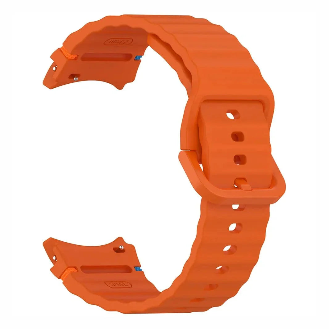 Wave Silicone Sport Band for Samsung Watch4 | 5 | 6 | 7 Watch4 | 5 | 6 | 7 orange Straps & Bands