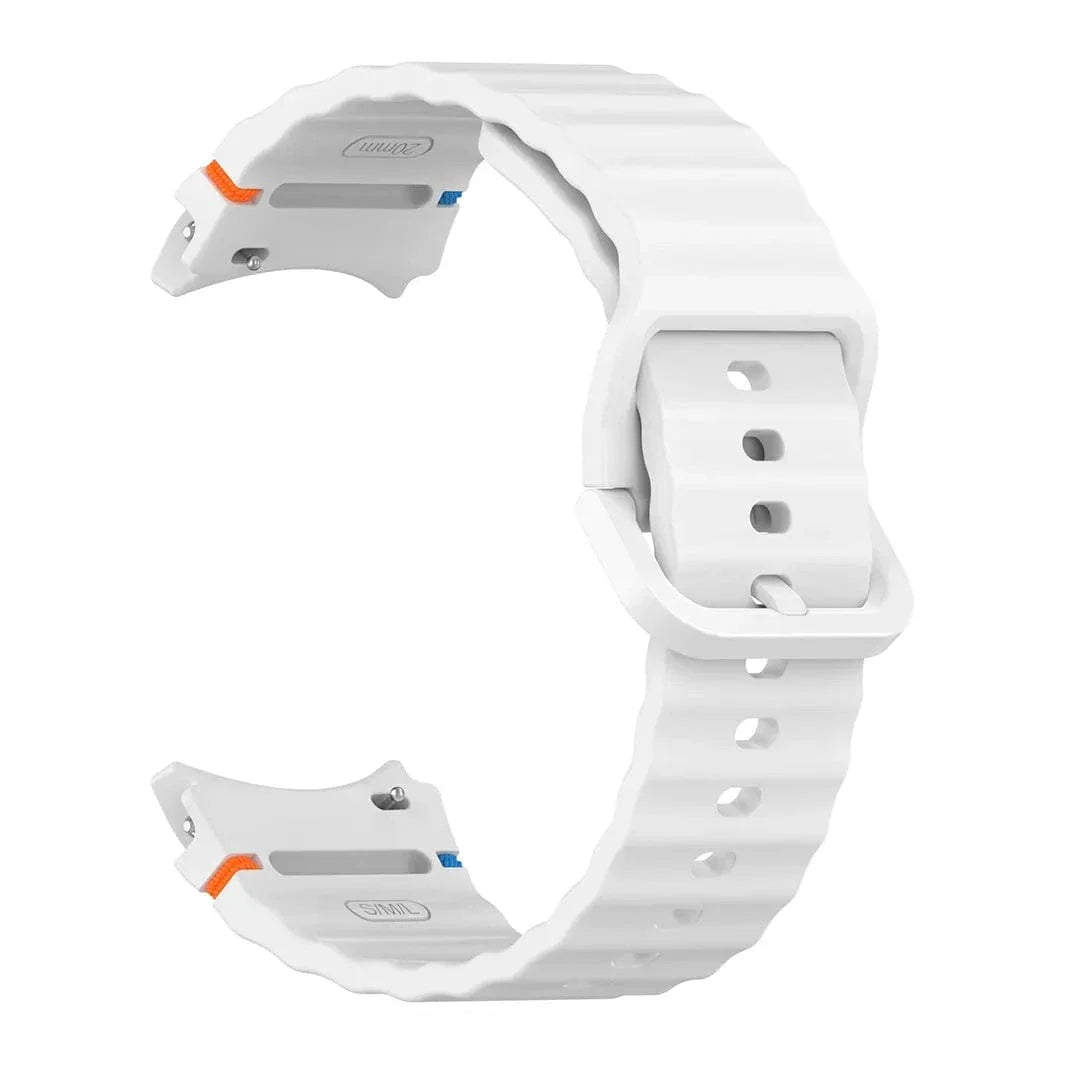 Wave Silicone Sport Band for Samsung Watch4 | 5 | 6 | 7 Watch4 | 5 | 6 | 7 white Straps & Bands