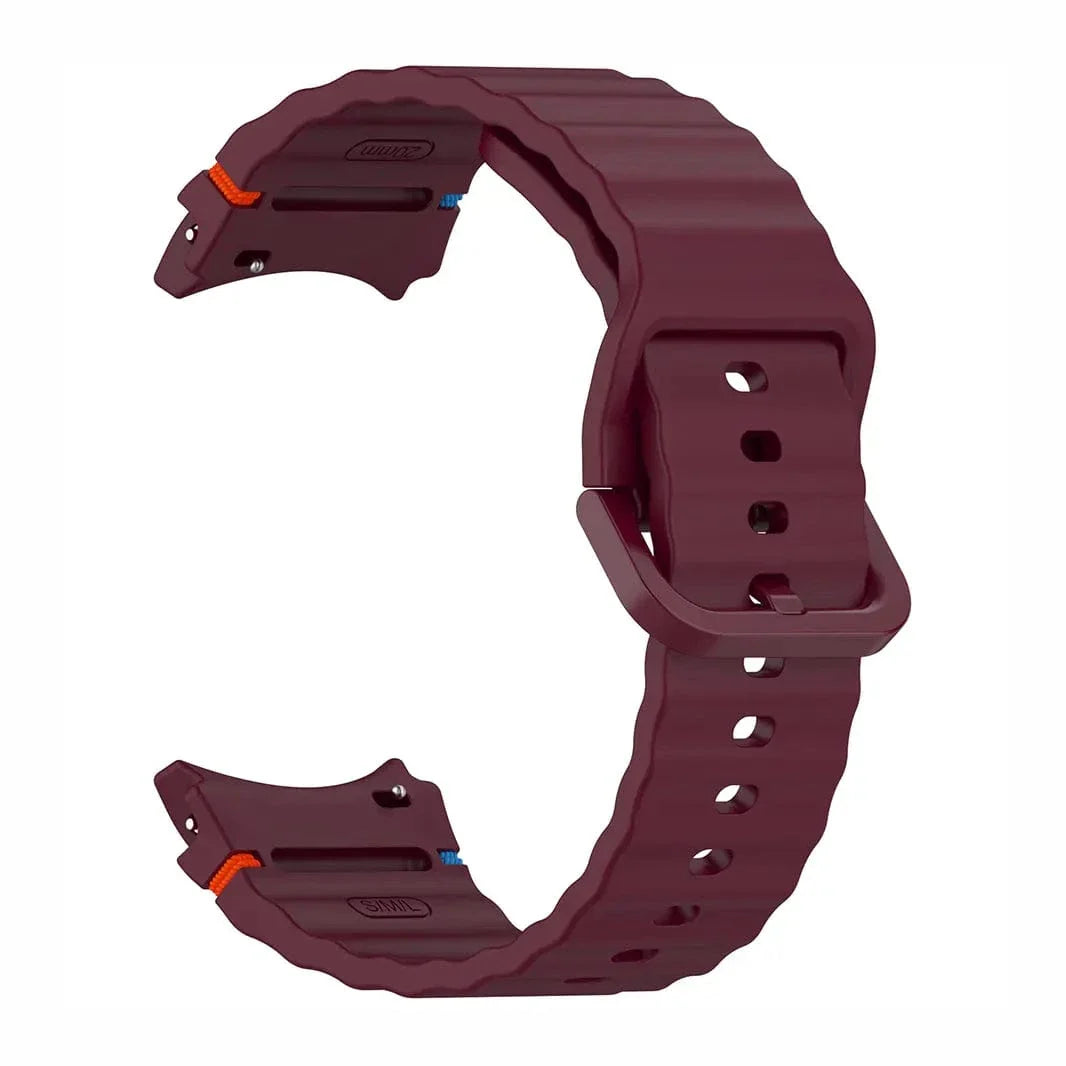 Wave Silicone Sport Band for Samsung Watch4 | 5 | 6 | 7 Watch4 | 5 | 6 | 7 wine Straps & Bands