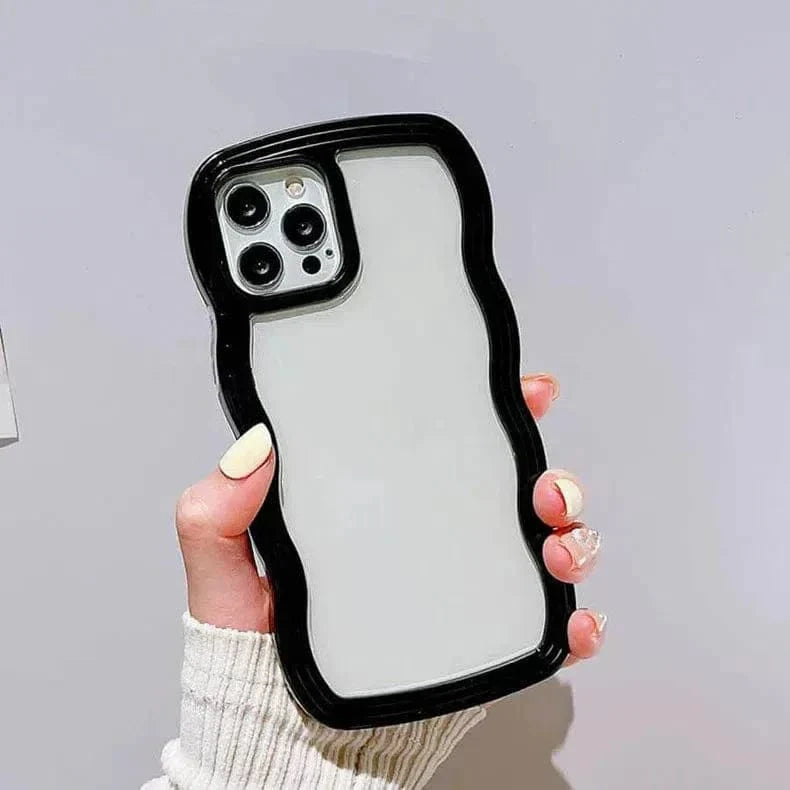 Wavy Edge Soft TPU Dual Layer Case for iPhone 15 iPhone 15 black Cases & Covers