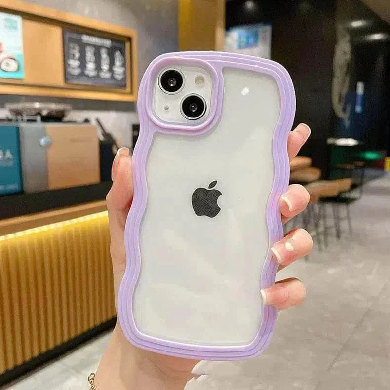 Wavy Edge Soft TPU Dual Layer Case for iPhone 15 iPhone 15 lavender Cases & Covers
