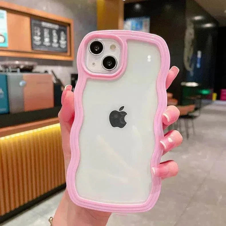 Wavy Edge Soft TPU Dual Layer Case for iPhone 15 iPhone 15 pink Cases & Covers
