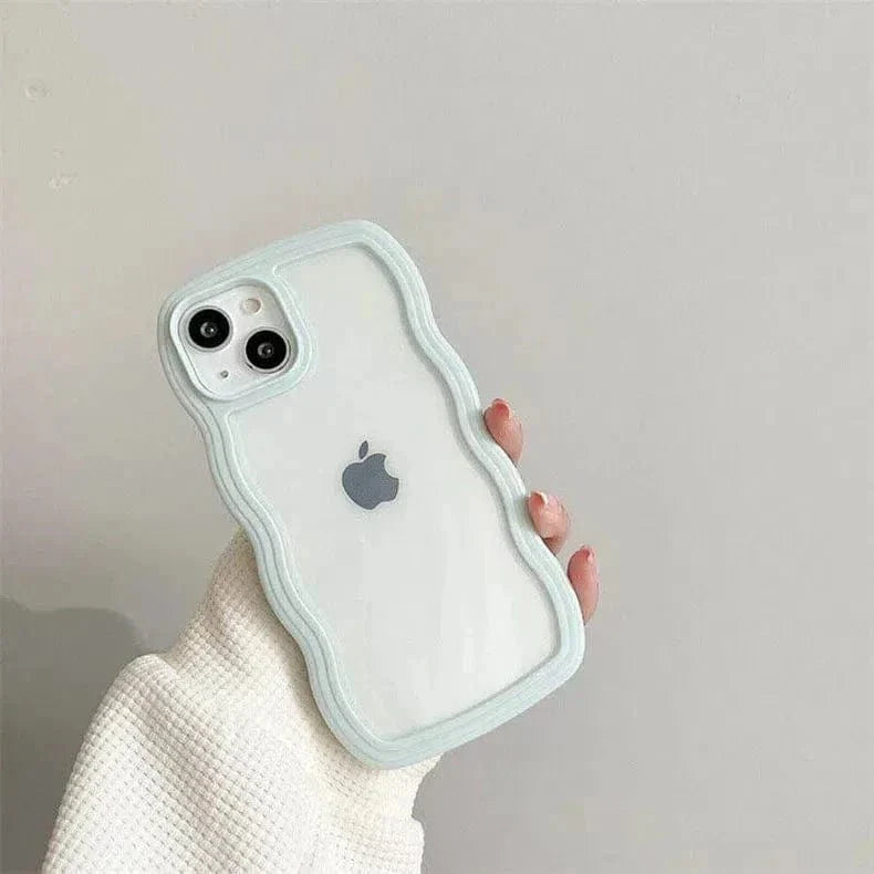 Wavy Edge Soft TPU Dual Layer Case for iPhone 15 iPhone 15 powder-blue Cases & Covers