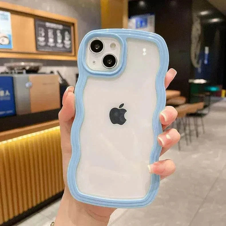 Wavy Edge Soft TPU Dual Layer Case for iPhone 15 iPhone 15 sky-blue Cases & Covers