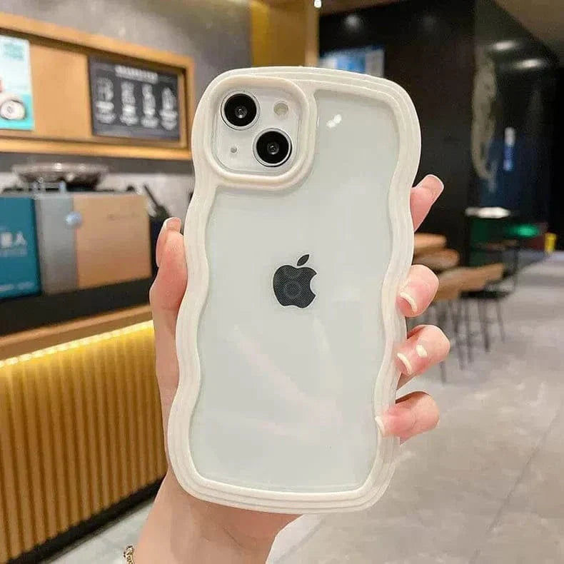 Wavy Edge Soft TPU Dual Layer Case for iPhone 15 iPhone 15 white Cases & Covers