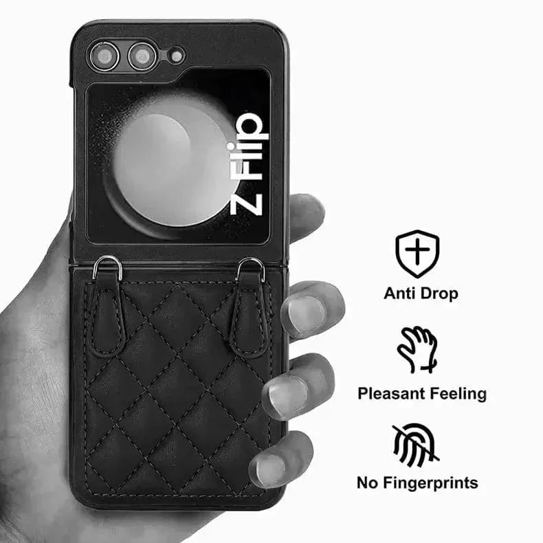 Lanyard Crossbody Wrist Strap PU Leather Case for Samsung Z Flip6