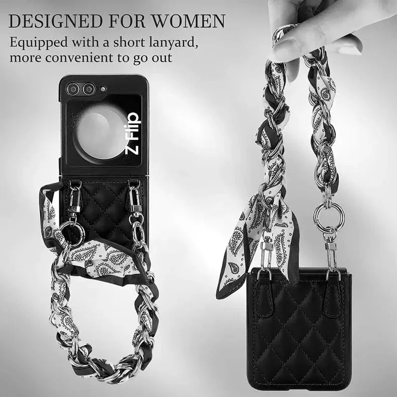 Lanyard Crossbody Wrist Strap PU Leather Case for Samsung Z Flip6