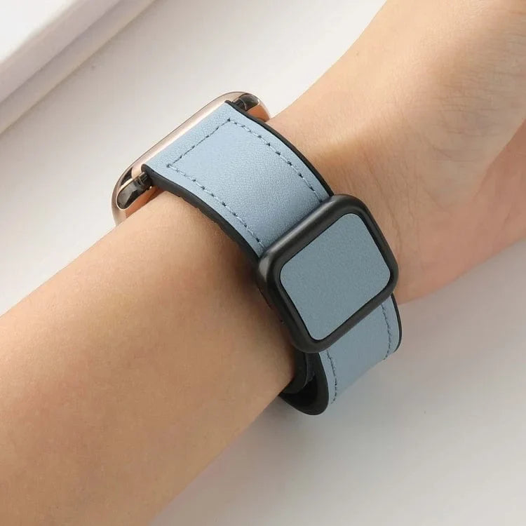 Leather Soft Silicone Rubber Magnetic Buckle Watch Band for Apple Watch 42 | 44 | 45 | Ultra 49 | 46mm S10