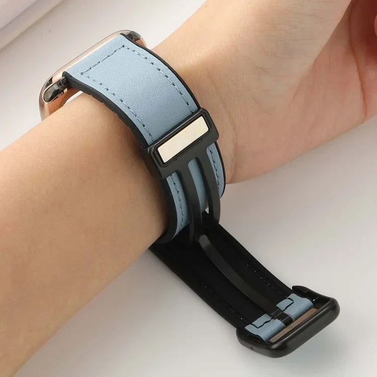 Leather Soft Silicone Rubber Magnetic Buckle Watch Band for Apple Watch 42 | 44 | 45 | Ultra 49 | 46mm S10