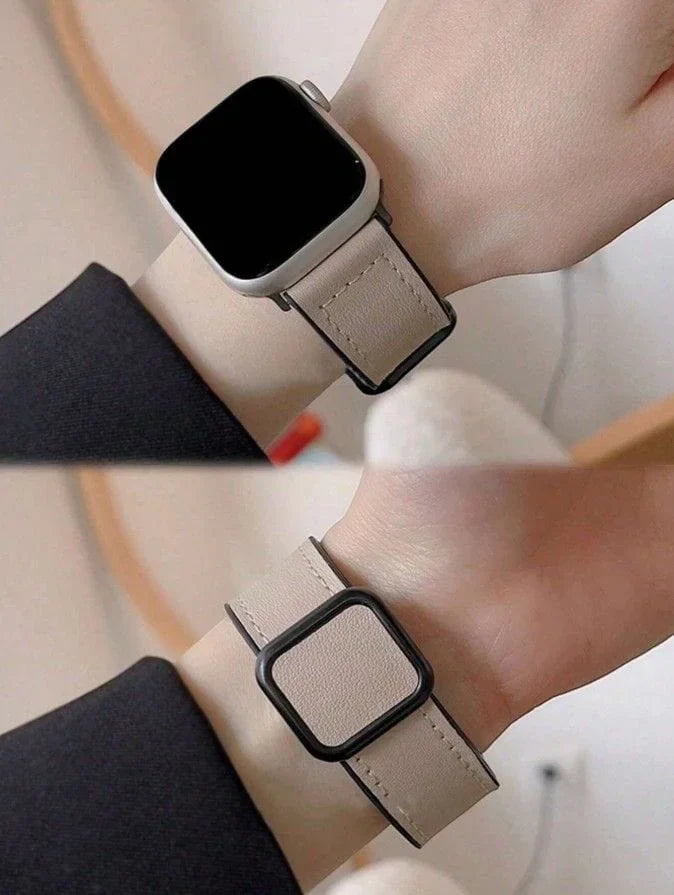 Leather Soft Silicone Rubber Magnetic Buckle Watch Band for Apple Watch 42 | 44 | 45 | Ultra 49 | 46mm S10