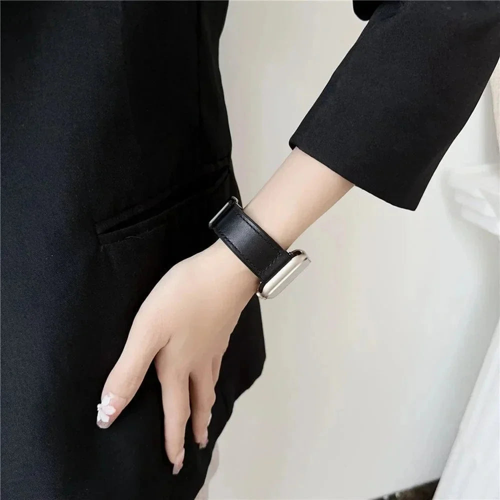 Leather Soft Silicone Rubber Magnetic Buckle Watch Band for Apple Watch 42 | 44 | 45 | Ultra 49 | 46mm S10