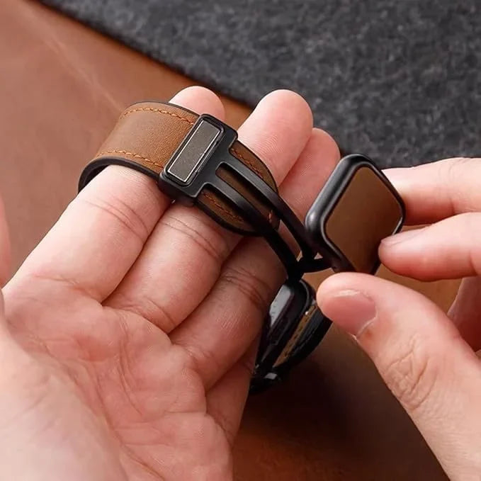 Leather Soft Silicone Rubber Magnetic Buckle Watch Band for Apple Watch 42 | 44 | 45 | Ultra 49 | 46mm S10