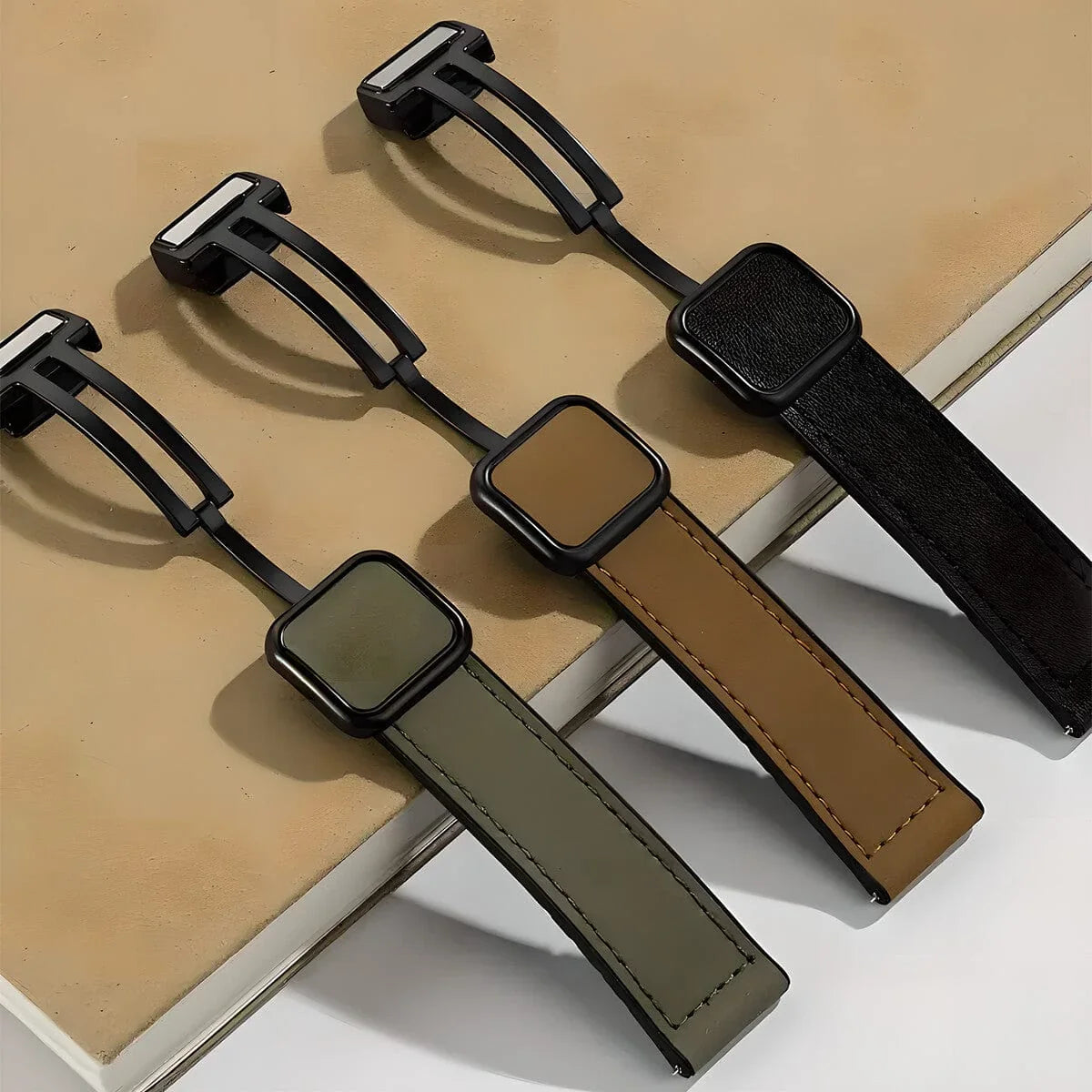 Leather Soft Silicone Rubber Magnetic Buckle Watch Band for Apple Watch 42 | 44 | 45 | Ultra 49 | 46mm S10