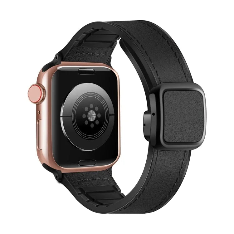 Leather Soft Silicone Rubber Magnetic Buckle Watch Band for Apple Watch 42 | 44 | 45 | Ultra 49 | 46mm S10