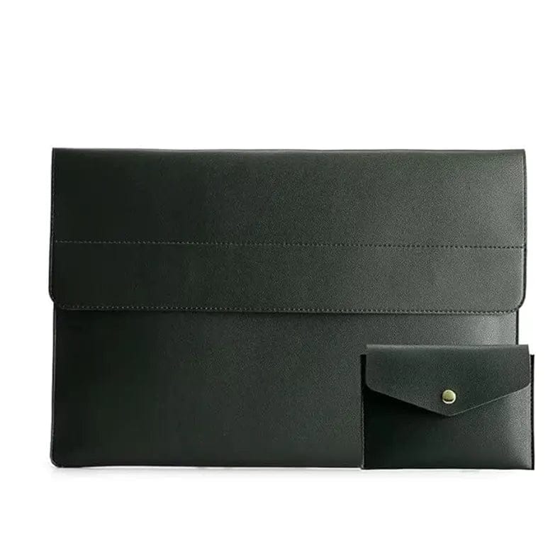 Leather texture Business Carrying Laptop Sleeves Bag Sleeves Up to 14 inch Laptop / Dark Green