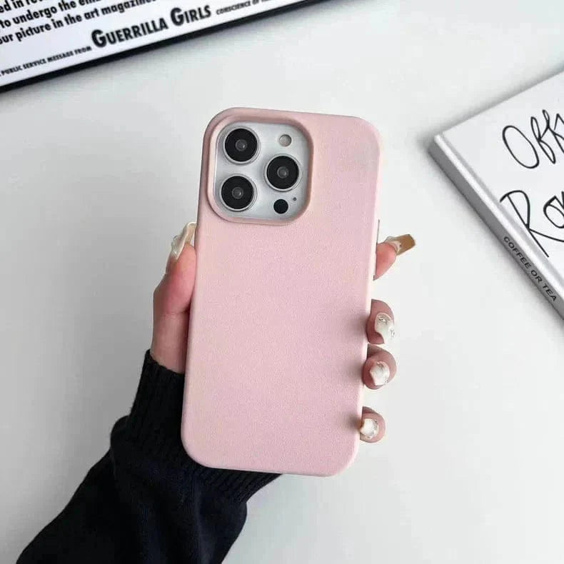 Leather Texture Case for iPhone 14 Baby Pink Back Cases