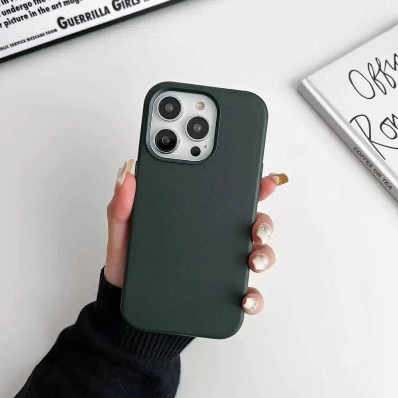 Leather Texture Case for iPhone Back Cases iPhone 14 Pro Max / Midnight Green