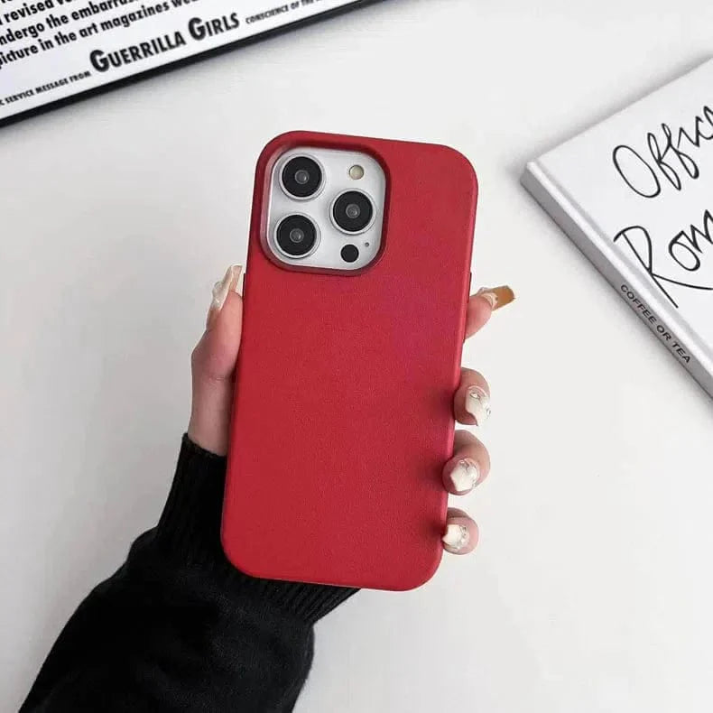 Leather Texture Case for iPhone 14 Pro Red Back Cases