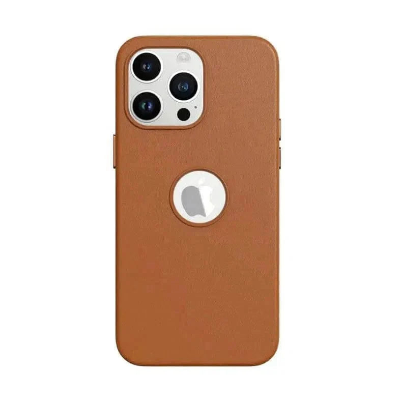 Leather Texture case with Logo Cut for iPhone 14 Pro