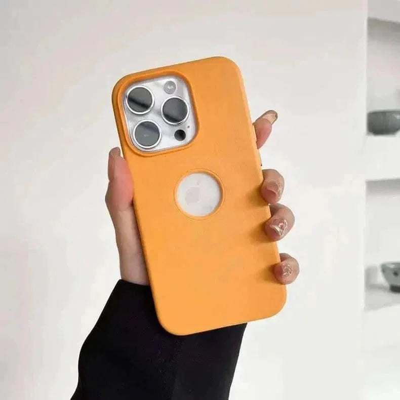 Leather Texture Case With Logo Cut Hard Case for iPhone 14 Pro