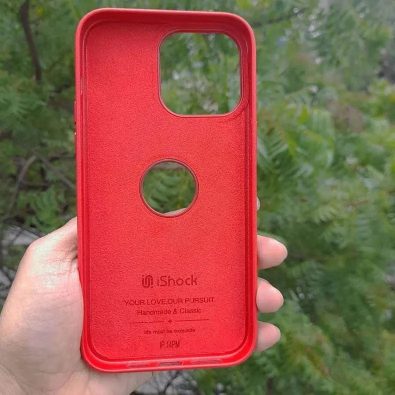 Leather Texture Case With Logo Cut Hard Case for iPhone 14 Pro