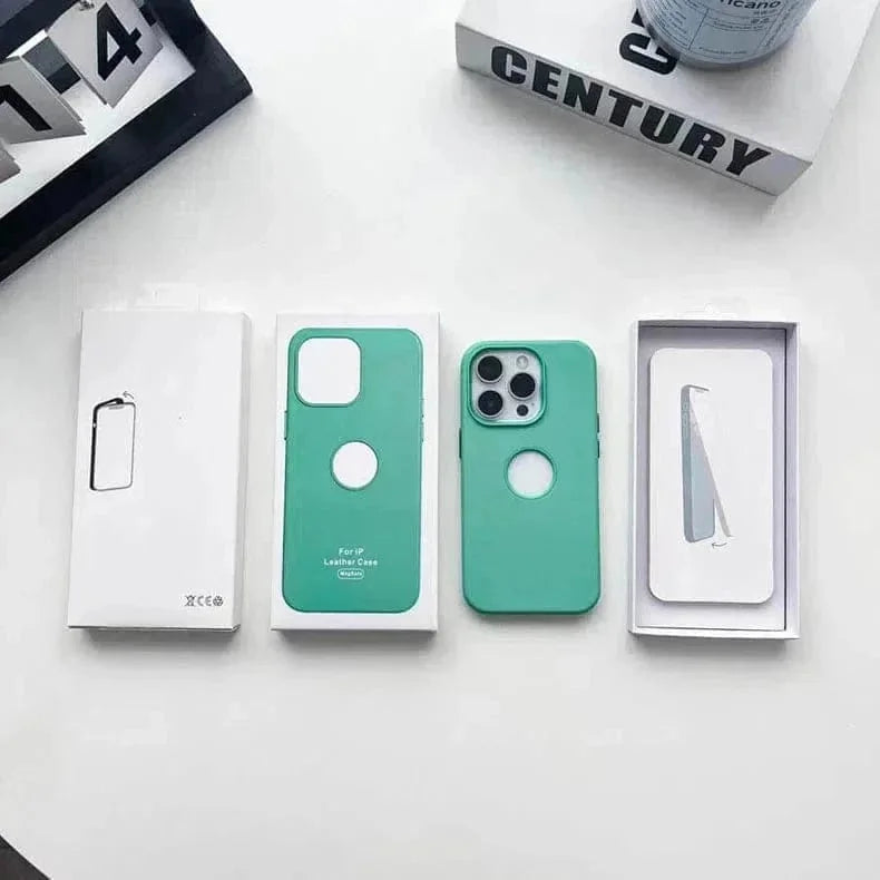 Leather Texture Case With Logo Cut Hard Case for iPhone 14 Pro