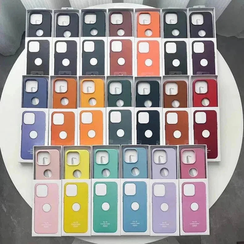 Leather Texture Case With Logo Cut Hard Case for iPhone 14 Pro