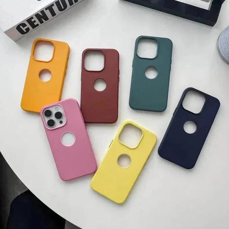 Leather Texture Case With Logo Cut Hard Case for iPhone 14 Pro Max