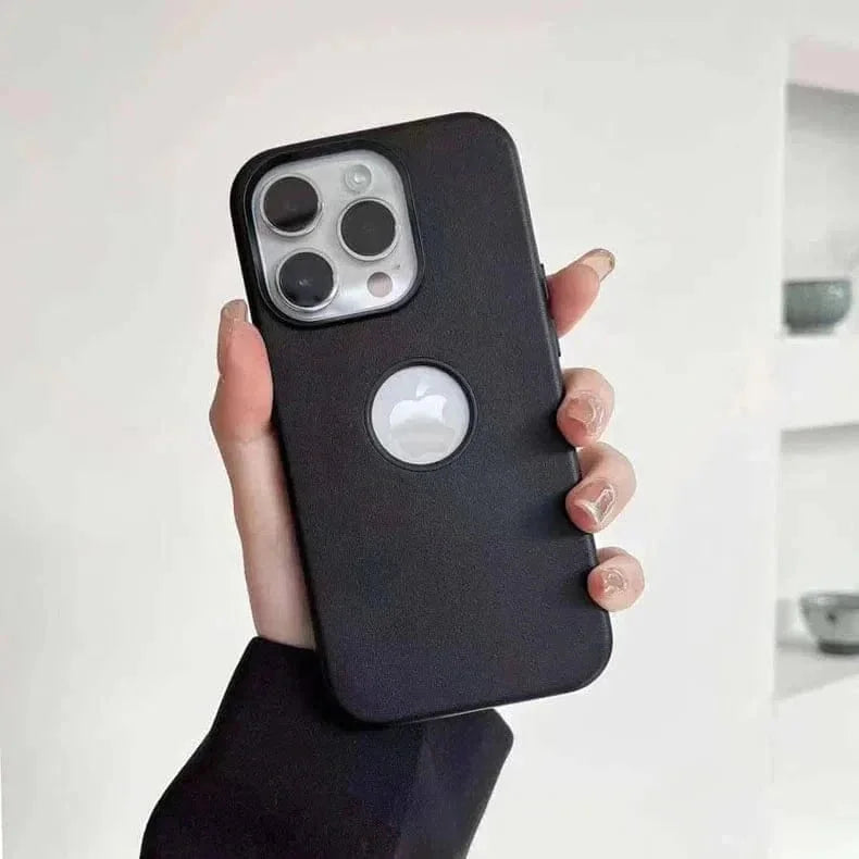 Leather Texture Case With Logo Cut Hard Case for iPhone 14 Pro Max