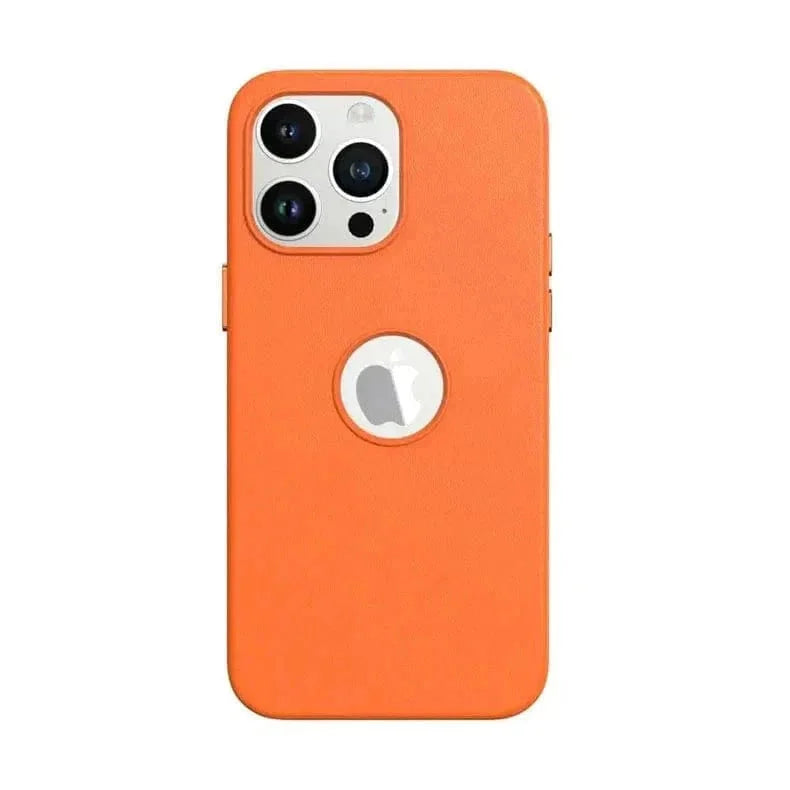 Leather Texture Case With Logo Cut Hard Case for iPhone 14 Pro