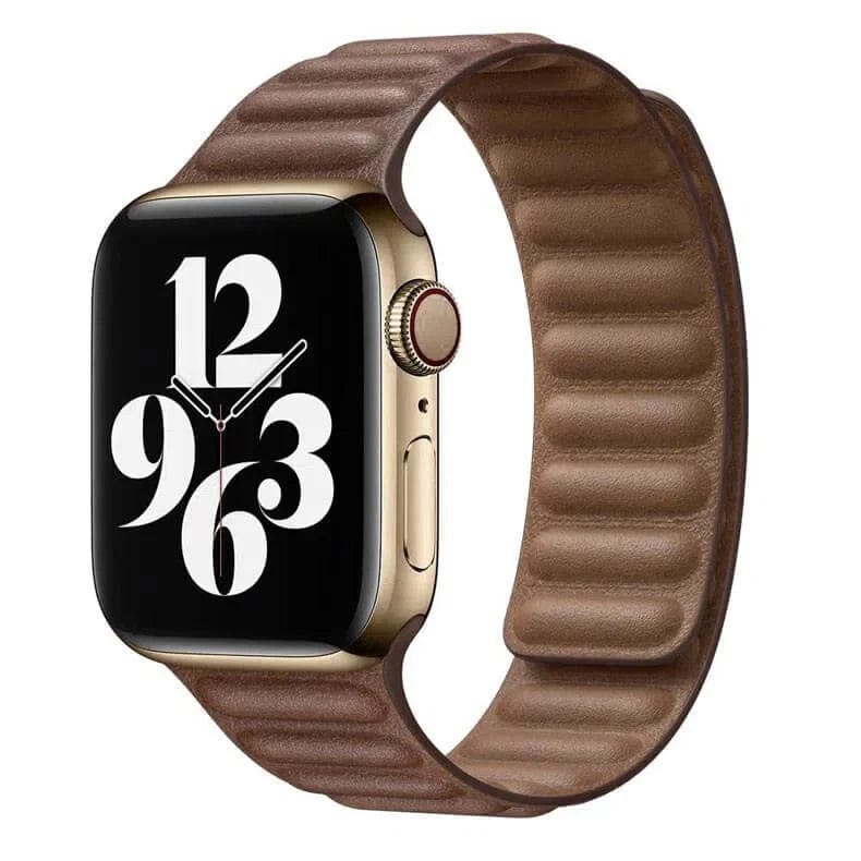 Leather Texture Magnetic Link Band for Apple Watch Watch Bands 42mm | 44mm | 45mm | Ultra 49mm / Coco Brown