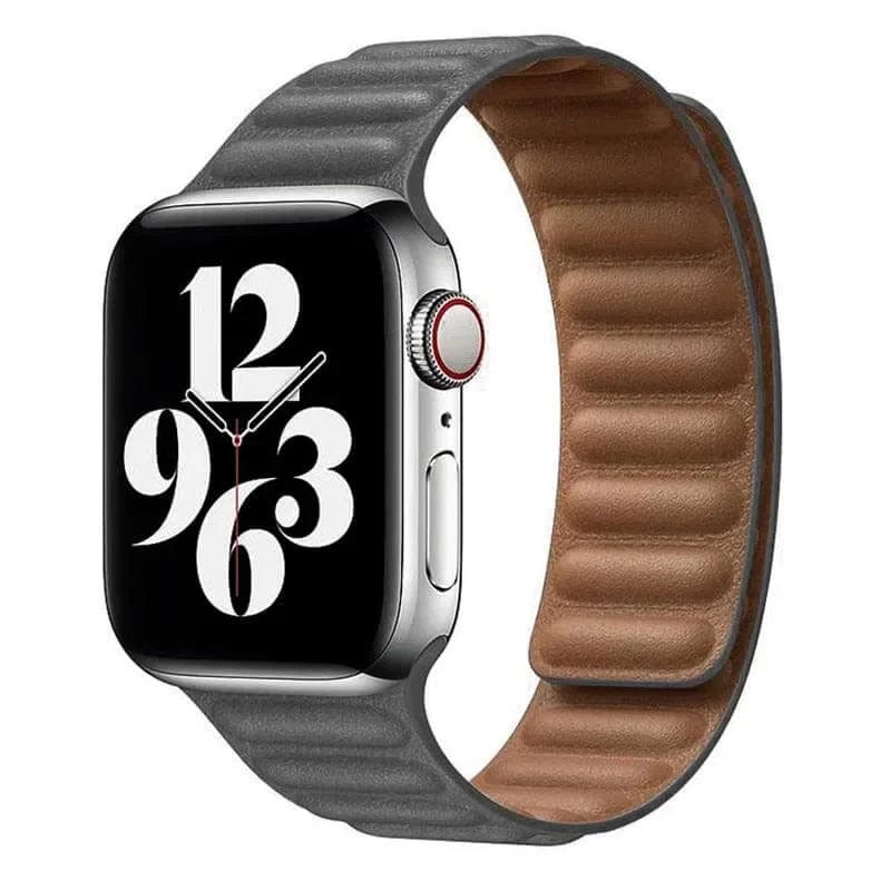 Leather Texture Magnetic Link Band for Apple Watch Watch Bands 42mm | 44mm | 45mm | Ultra 49mm / Dark Grey