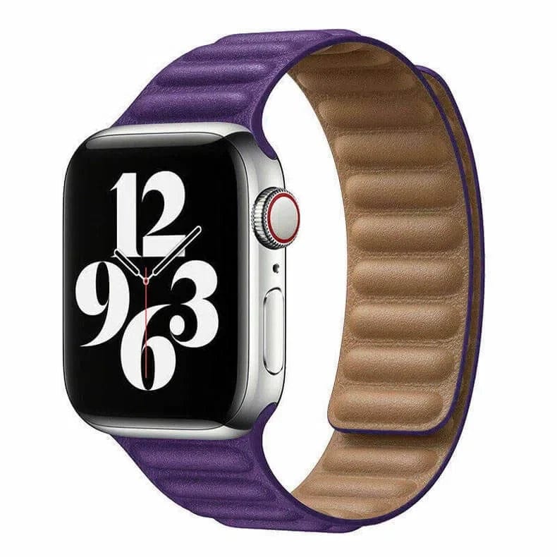 Leather Texture Magnetic Link Band for Apple Watch Watch Bands 42mm | 44mm | 45mm | Ultra 49mm / Deep Purple