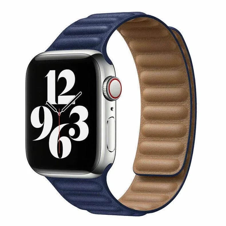 Leather Texture Magnetic Link Band for Apple Watch Watch Bands 42mm | 44mm | 45mm | Ultra 49mm / Midnight Blue