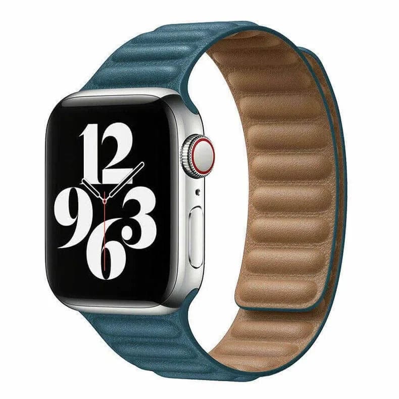 Leather Texture Magnetic Link Band for Apple Watch Watch Bands 42mm | 44mm | 45mm | Ultra 49mm / Pine Green