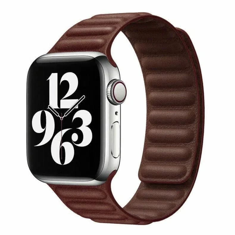 Leather Texture Magnetic Link Band for Apple Watch Watch Bands 42mm | 44mm | 45mm | Ultra 49mm / Tan Brown