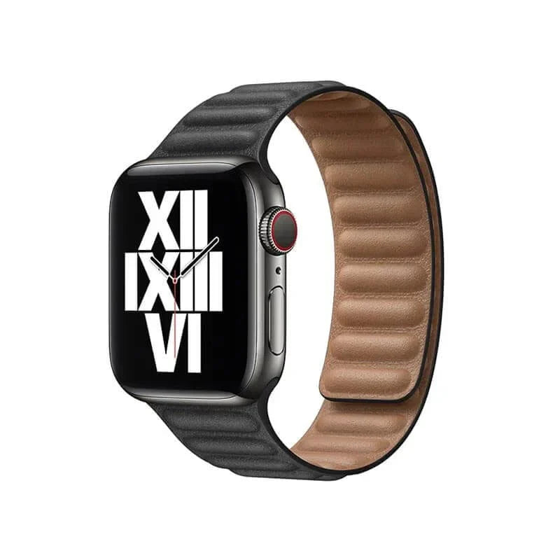 Leather Texture Magnetic Link Watch Band for Apple Watch