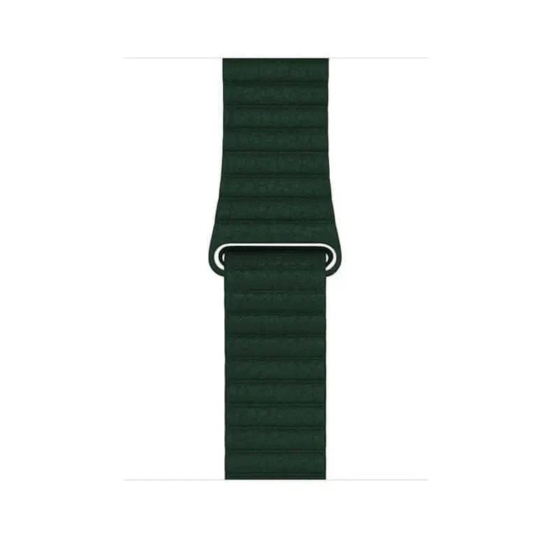 Leather Texture Magnetic Loop Band Watch Bands Midnight Green