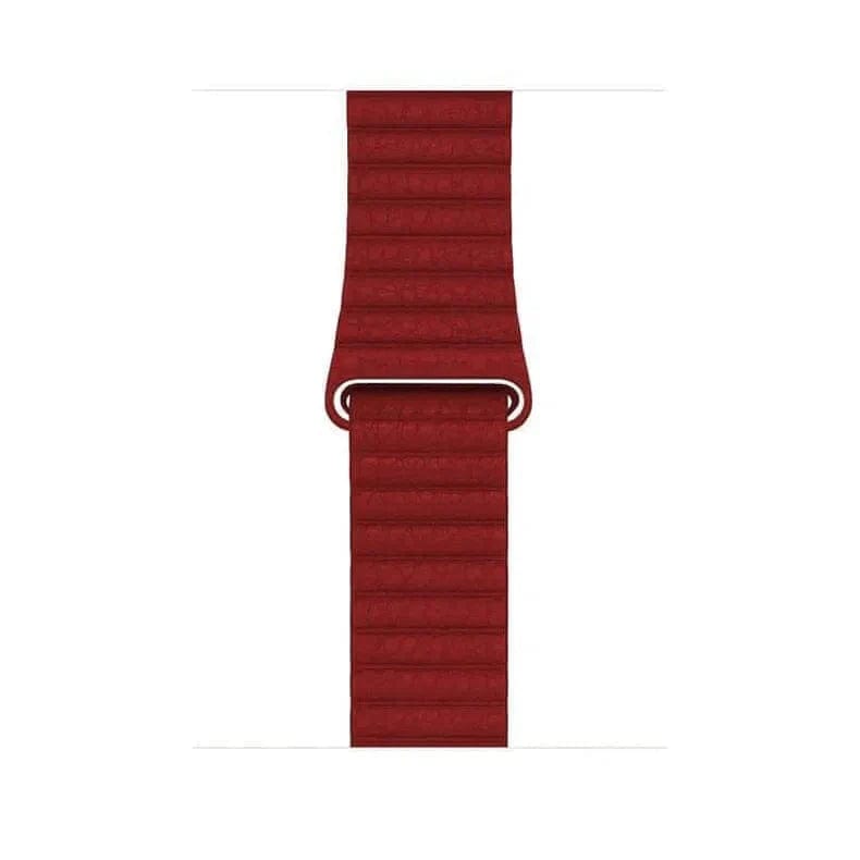 Leather Texture Magnetic Loop Band Watch Bands Red