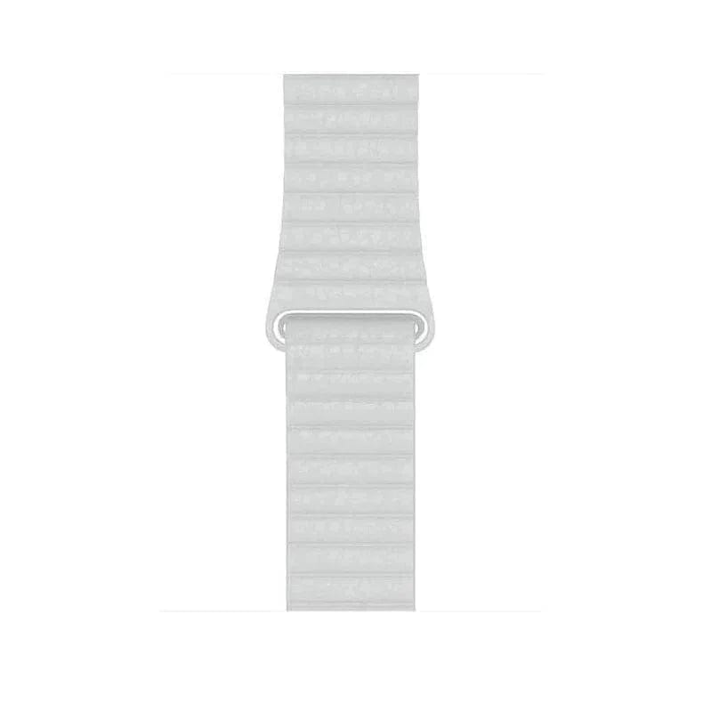 Leather Texture Magnetic Loop Band Watch Bands White