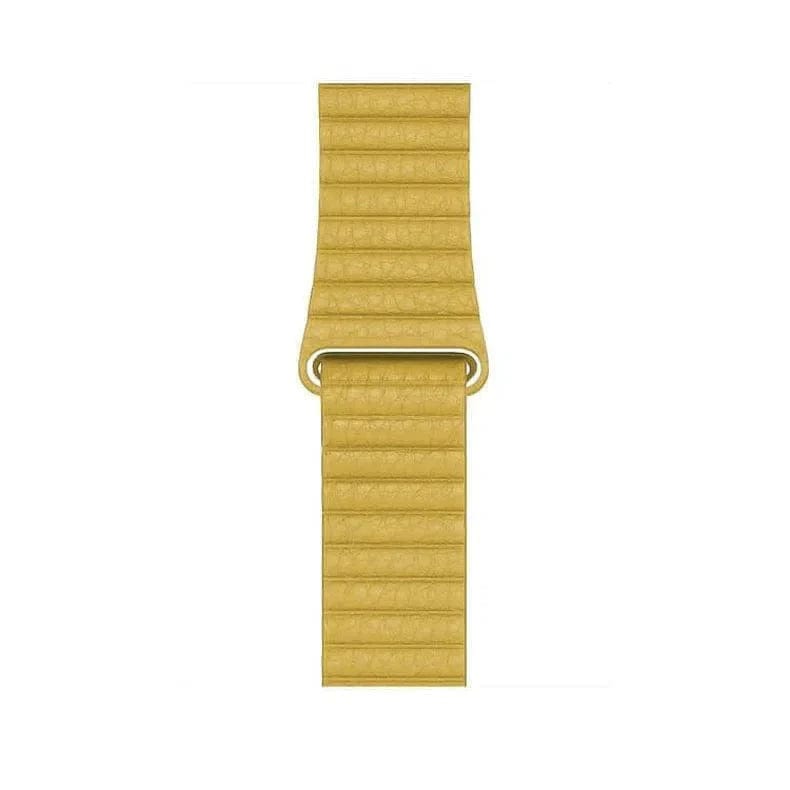 Leather Texture Magnetic Loop Band Watch Bands Yellow