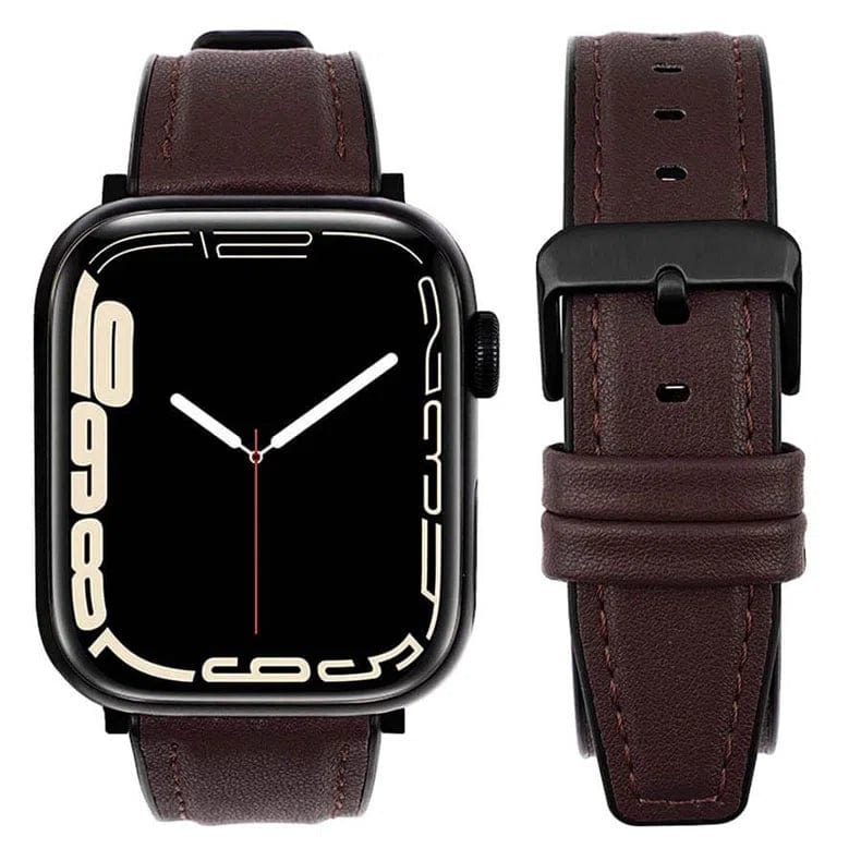 Leather Texture Silicone Rubber Sports Band for Apple Watch Watch Bands 42mm | 44mm | 45mm | Ultra 49mm / Coco Brown