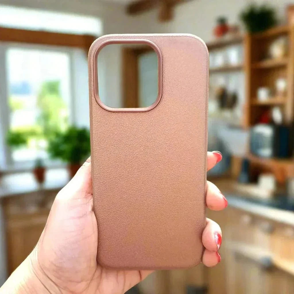 Leather Textuure Metal Button Magsafe Case for iPhone 16