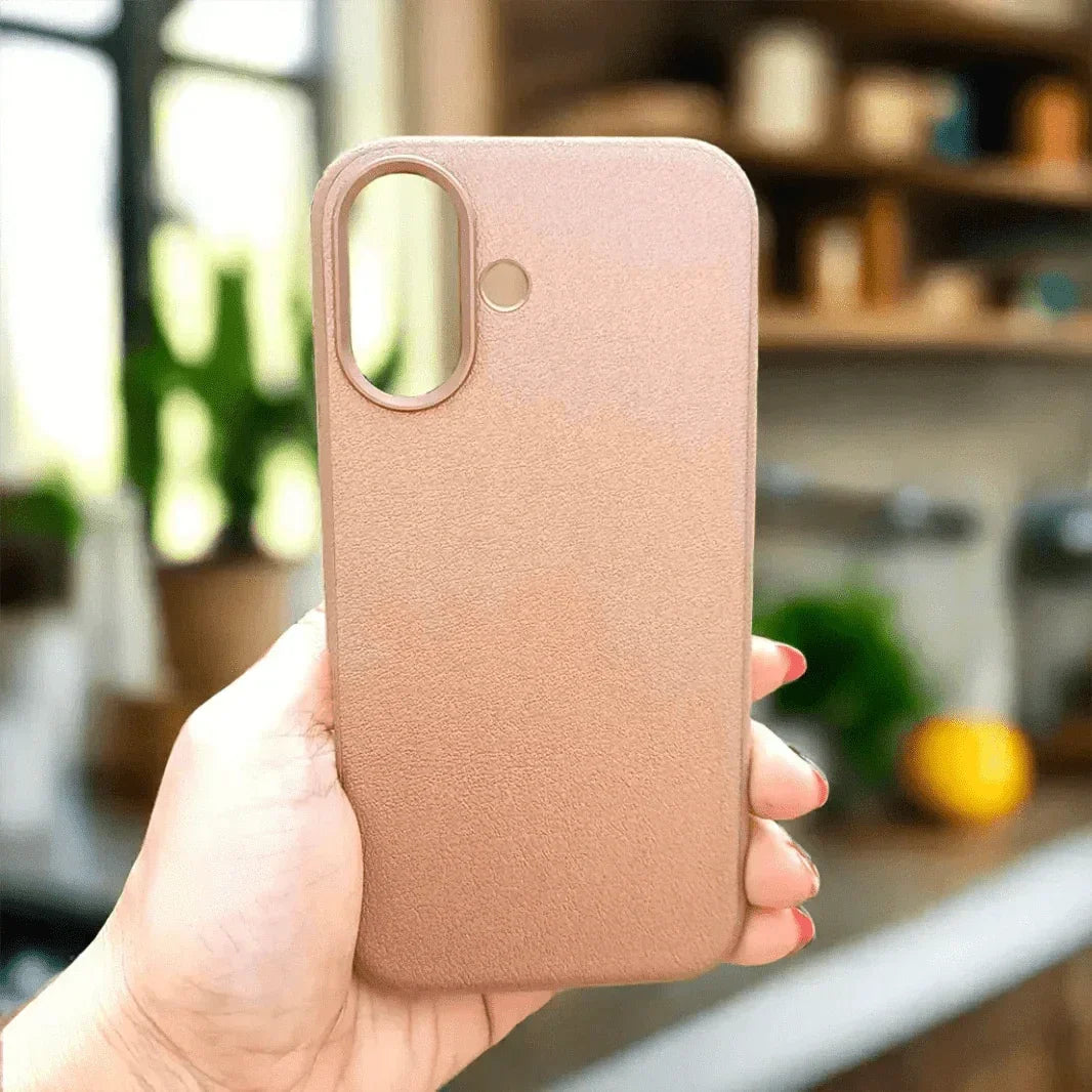 Leather Textuure Metal Button Magsafe Case for iPhone 16