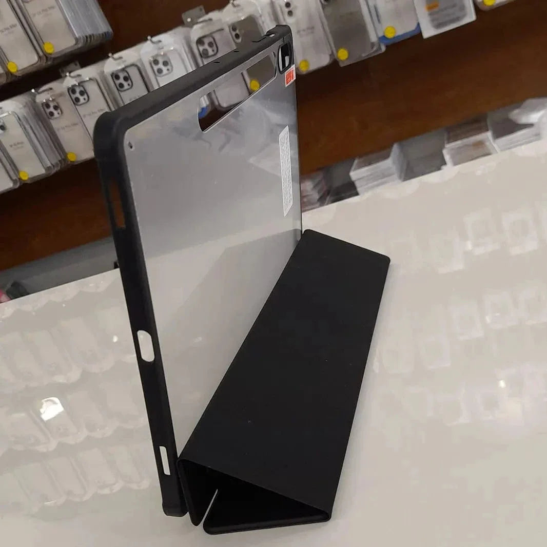 Leather Trifold Stand Transparent Cover for Samsung Tab S8 Plus | Tab S9 Plus | Tab S9 FE Plus | Tab S10 Plus