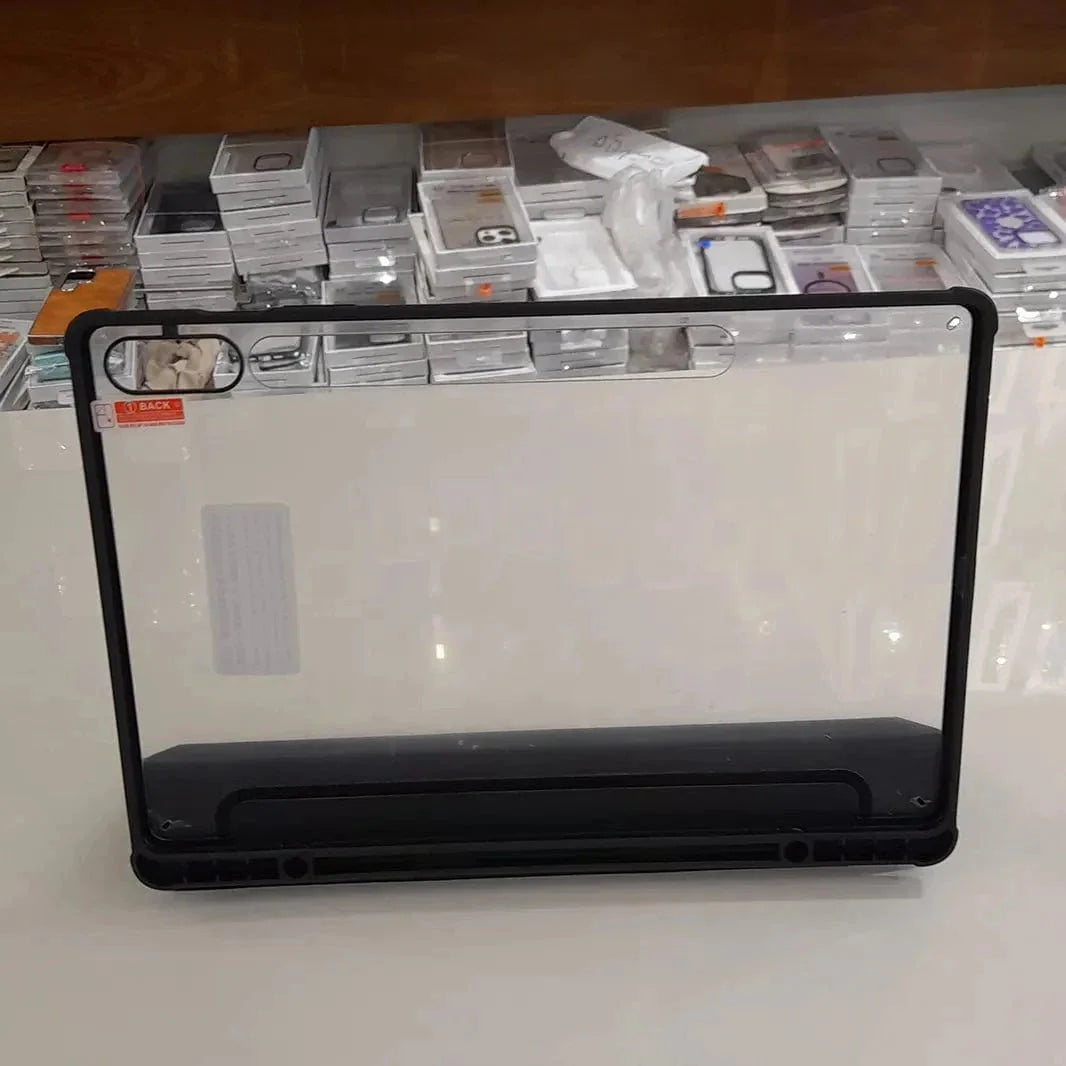 Leather Trifold Stand Transparent Cover for Samsung Tab S8 Plus | Tab S9 Plus | Tab S9 FE Plus | Tab S10 Plus