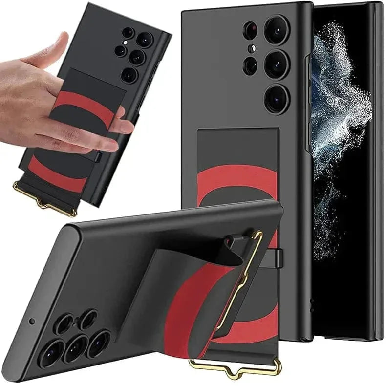 Leather Wrist Strap Holder Camera Protective Case for Samsung s23 ultra